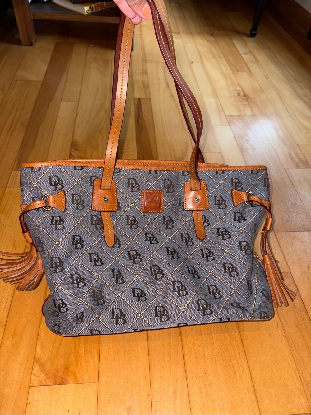 Dooney & Bourke Tote with Tan Leather Trim - Picture 2 of 9